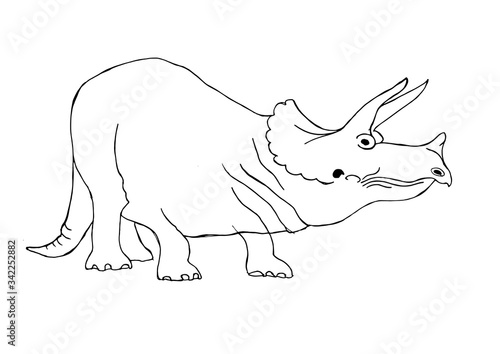 Dinosaur, Cretaceous, line illustration for coloring. Coloring book for adults and children. prehistoric period.