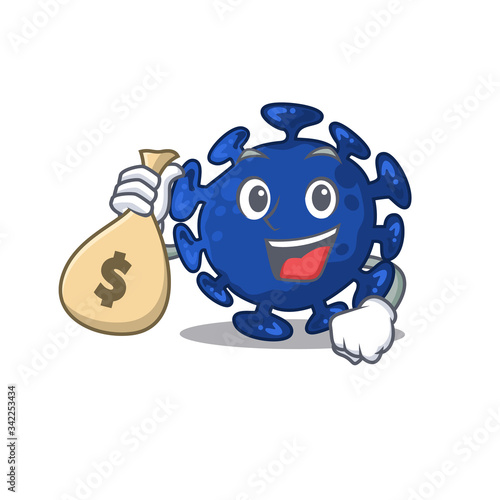 Rich streptococcus cartoon design holds money bags