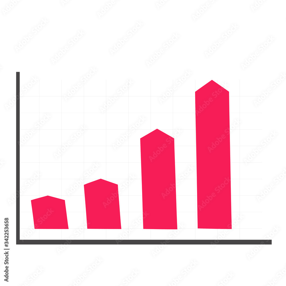 Simple Infographic financial chart with uptrend red bar graph for business concept