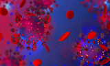 Coronavirus 2019-nCov new kind of coronavirus that caused a pandemic, severe illness, flu, pneumonia, danger to healthy body cells, virus cells under a microscope, 3D rendering