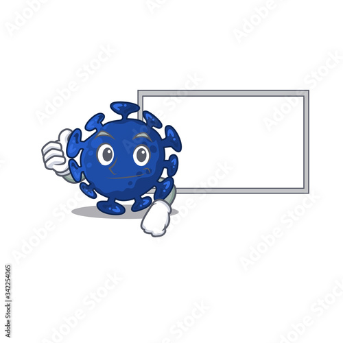 Humorous streptococcus cartoon design Thumbs up bring a white board