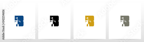 Castle With Flag On Letter Logo Design B