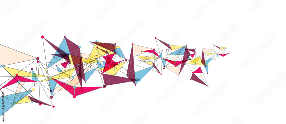 Obraz premium Line points connections, triangular technology design. Abstract geometric background