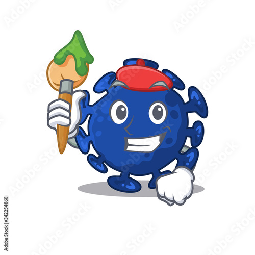 A creative streptococcus artist mascot design style paint with a brush