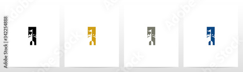 Castle With Flag On Letter Logo Design I