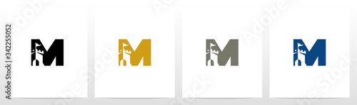 Castle With Flag On Letter Logo Design M