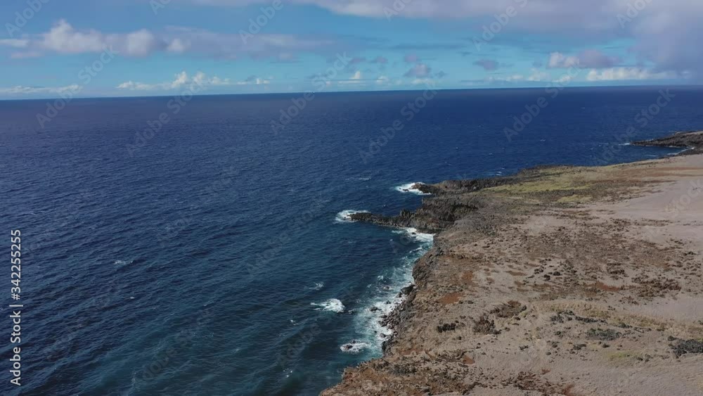 Stunning aerial panoramic view of Hawaiian coastline and blue open seas, Maui Stunning aerial panoramic view of Hawaiian coastline and blue open seas, Maui