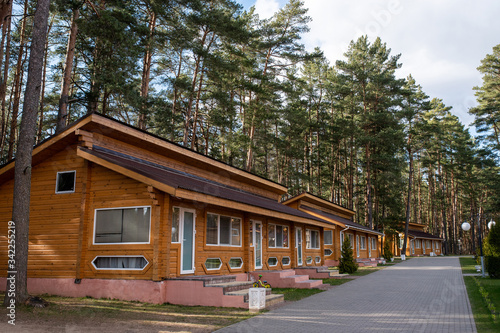 Sanatorium in a coniferous forest, far from the city. © Artsiom P