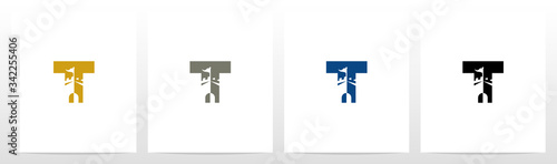 Castle With Flag On Letter Logo Design T