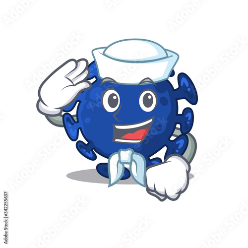 Sailor cartoon character of streptococcus with white hat