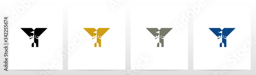 Castle With Flag On Letter Logo Design Y