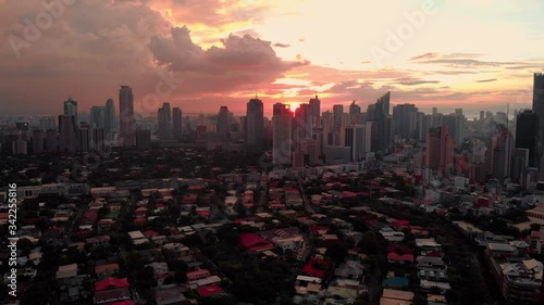Skyline Sunset view on Poblacion, Makati. Metro Manila, Philippines. photo