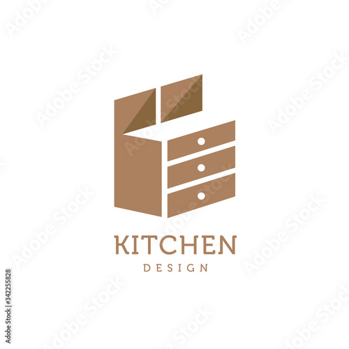 Cabinet Furniture Kitchen Interior Graphic Vector Logo Design