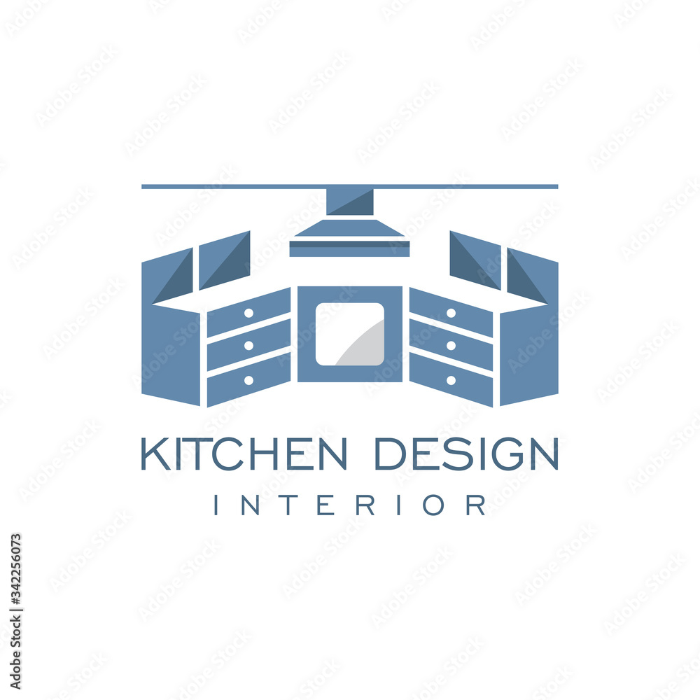 Cabinet Furniture Kitchen Set Interior Graphic Vector Logo Design Stock