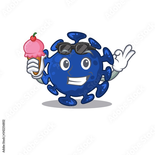 Cartoon design concept of streptococcus having an ice cream