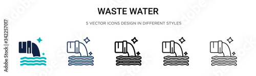 Waste water icon in filled, thin line, outline and stroke style. Vector illustration of two colored and black waste water vector icons designs can be used for mobile, ui, web
