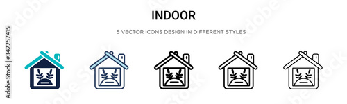 Indoor icon in filled, thin line, outline and stroke style. Vector illustration of two colored and black indoor vector icons designs can be used for mobile, ui, web