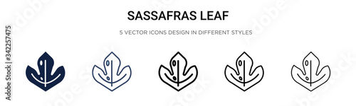 Sassafras leaf icon in filled, thin line, outline and stroke style. Vector illustration of two colored and black sassafras leaf vector icons designs can be used for mobile, ui, web photo
