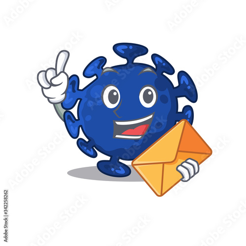 Happy streptococcus mascot design concept with brown envelope