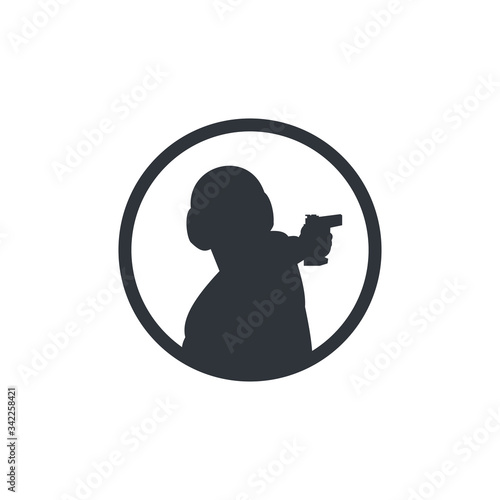 shoot logo template, pistol design vector, army play