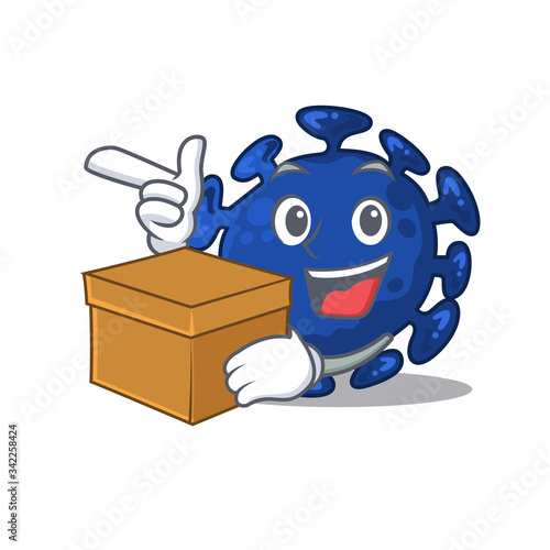 An picture of streptococcus cartoon design concept holding a box