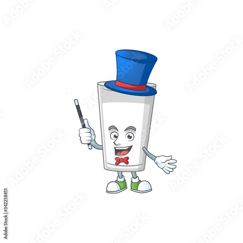 Talented glass of milk Magician cartoon design style
