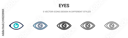 Red eyes icon in filled, thin line, outline and stroke style. Vector illustration of two colored and black red eyes vector icons designs can be used for mobile, ui, web