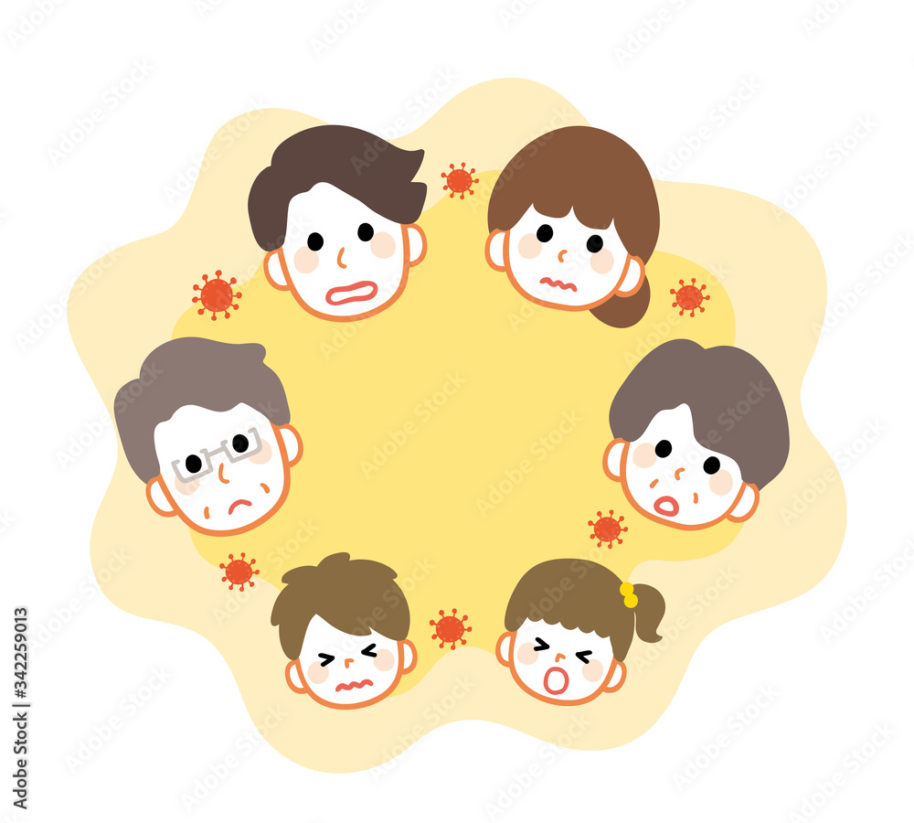 Illustration that coronavirus is infected in family Illustration that coronavirus is infected in family