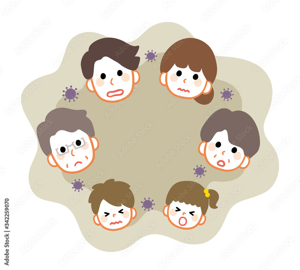Illustration that coronavirus is infected in family Illustration that coronavirus is infected in family