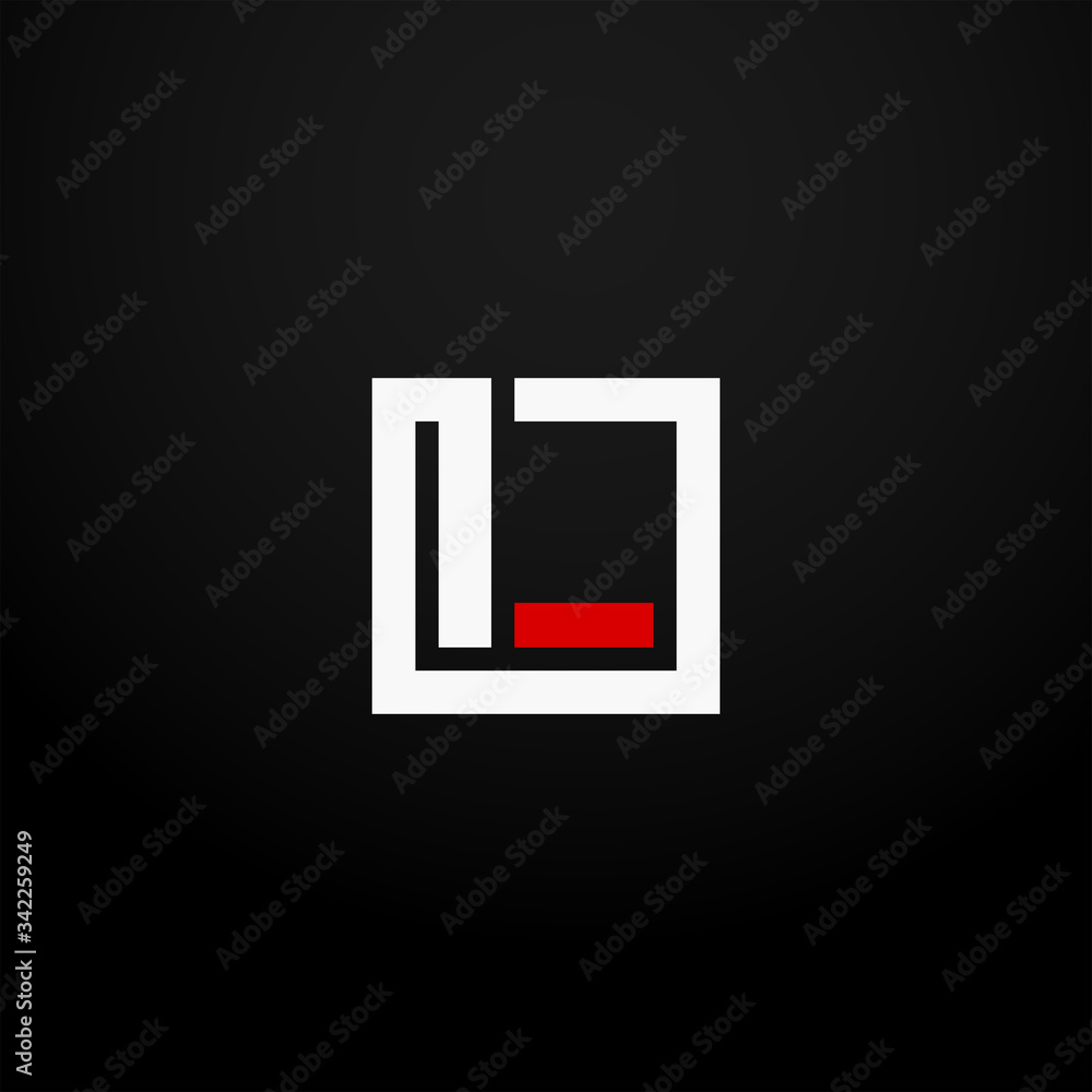 Initial letter L linked square logo white and red color. Corporate identity design template element. Industry, finance, bank logotype. Square group, technology interaction, network integrate concept.