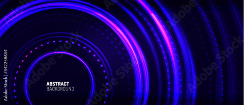 Neon circle technology background. Vector Illustration For Wallpaper, Banner, Background, Card, Book Illustration, landing page
