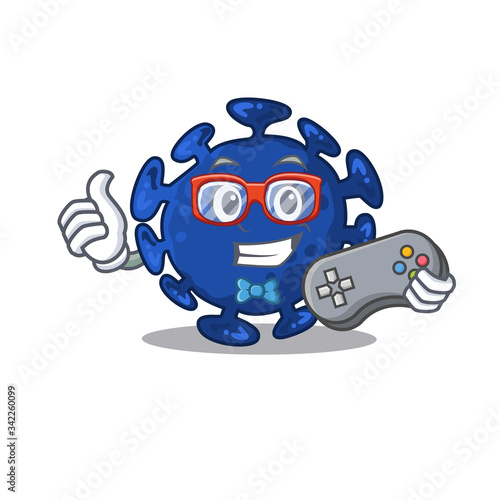 Mascot design concept of streptococcus gamer using controller