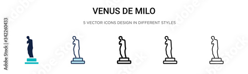 Venus de milo icon in filled, thin line, outline and stroke style. Vector illustration of two colored and black venus de milo vector icons designs can be used for mobile, ui, web