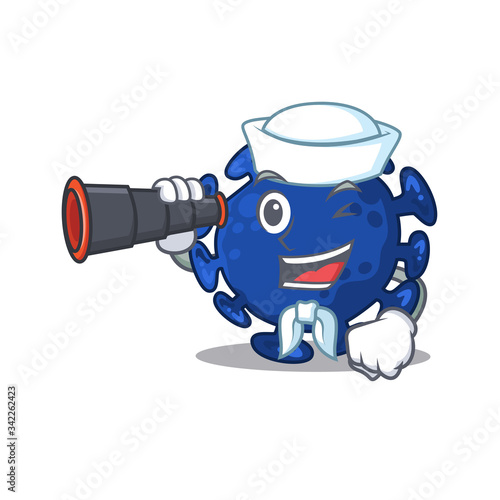 A cartoon icon of streptococcus Sailor with binocular