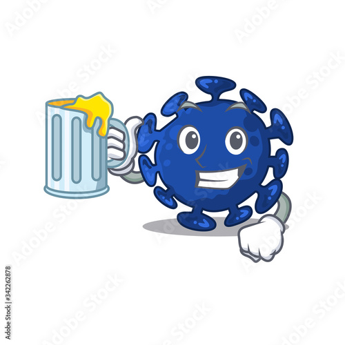 A cartoon concept of streptococcus rise up a glass of beer