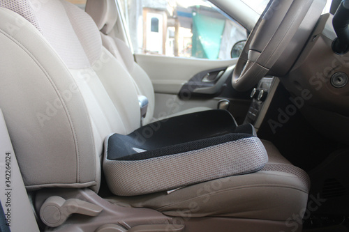 Canvastavla Black and Grey Coccyx/sciatica back pain cushion in driver car seat
