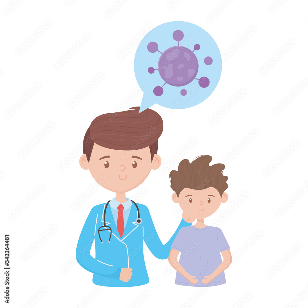 covid 19 quarantine, doctor and people social distancing measures