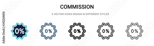 Commission icon in filled, thin line, outline and stroke style. Vector illustration of two colored and black commission vector icons designs can be used for mobile, ui, web