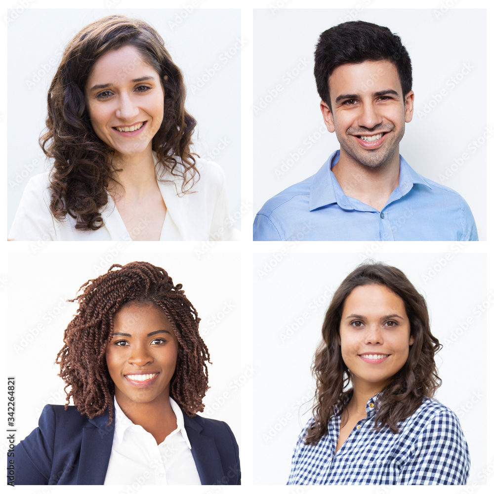 Attractive Races Happy successful young professionals isolated portrait set. Smiling ...