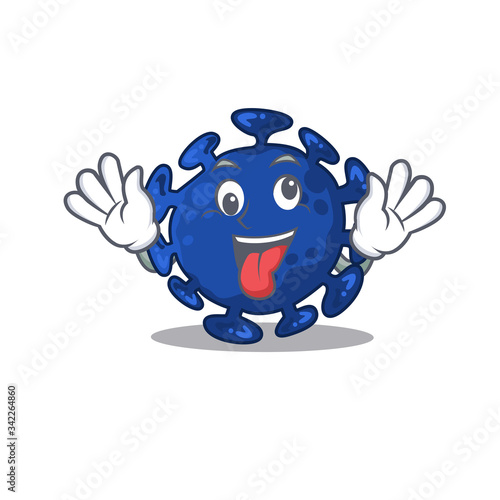 A cartoon design of streptococcus having a crazy face