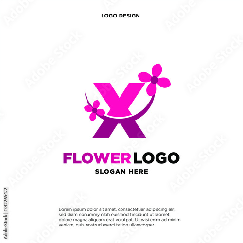 flower initial Letter X Logo design
