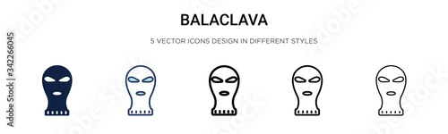 Fototapeta Naklejka Na Ścianę i Meble -  Balaclava icon in filled, thin line, outline and stroke style. Vector illustration of two colored and black balaclava vector icons designs can be used for mobile, ui, web