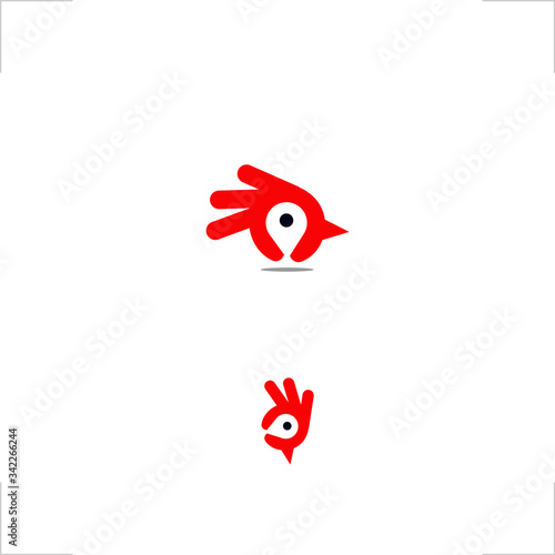 chicken head logo location mark OK hand design