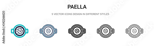 Paella icon in filled, thin line, outline and stroke style. Vector illustration of two colored and black paella vector icons designs can be used for mobile, ui, web