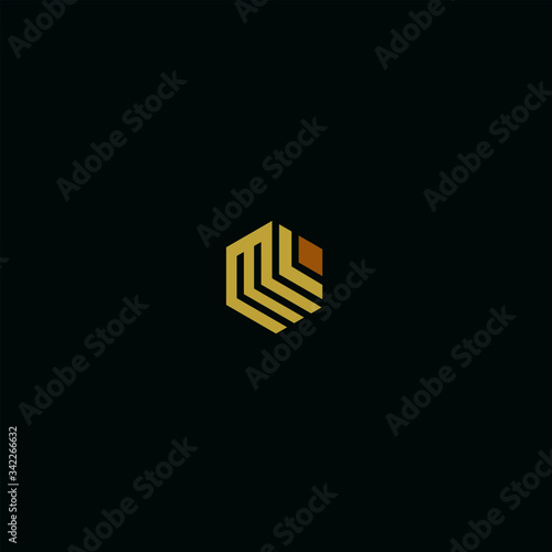 initial M L letter logo geometric design