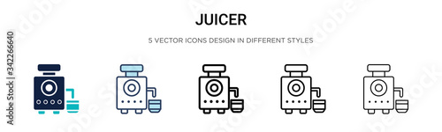 Juicer icon in filled, thin line, outline and stroke style. Vector illustration of two colored and black juicer vector icons designs can be used for mobile, ui, web