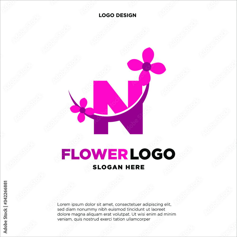 Obraz premium flower initial Letter N Logo design