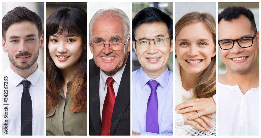 Cheerful successful diverse people portrait set. Smiling men and women of different races, ages, occupations multiple shot collage. Business people concept Cheerful successful diverse people portrait set. Smiling men and women of different races, ages, occupations multiple shot collage. Business people concept