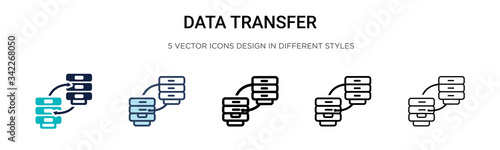 Data transfer icon in filled, thin line, outline and stroke style. Vector illustration of two colored and black data transfer vector icons designs can be used for mobile, ui, web