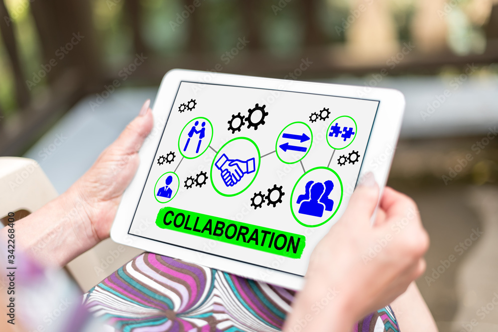 Collaboration concept on a tablet Collaboration concept on a tablet